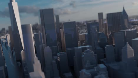 Stadt-Plastik-New-York-DOF-Modell-NYC-USA-Wolkenkratzer-Glänzend-Flythrough-4k